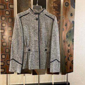 Jonathan Michael Black and White leather trimmed jacket, Size L